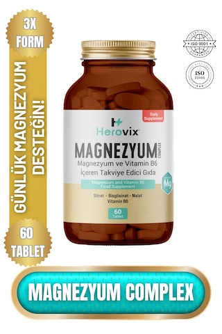 Herovix Magnezyum 200 Mg 3x Complex 60 Tablet