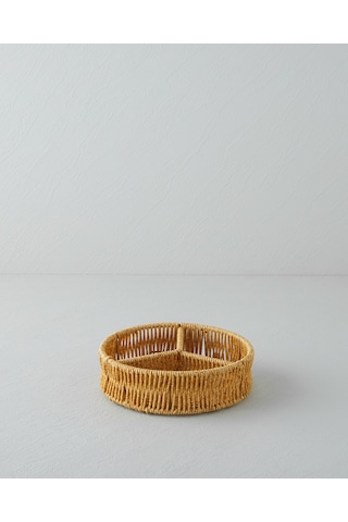 English Home Wicker Plastik Rattan 3 Bölmeli Sunumluk 19x5 Cm Açık Kahverengi Açık Kahverengi