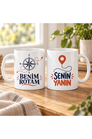 Trendexa Benim Rotam Senin Yanın 2'li Porselen Kupa Seti - Model 314 Mac