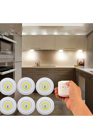 Willowhaven 6 Işıklı Kumandalı Dolap Altı Led Aydınlatma, 6500k Cob Gece Lambası, Pilsiz