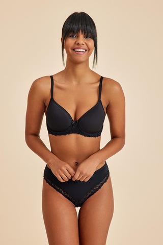 Victoria Siyah Balenli Dantelli Dolgusuz Toparlayıcı Balkonet Sütyen siyah
