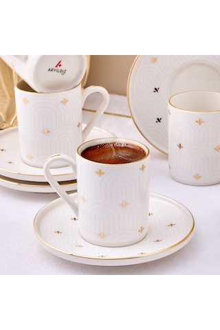Aryıldız Aure 12 Parça 6 Kişilik Kahve Fincan Takımı 90 Ml Çok Renkli
