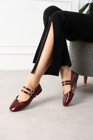 Wolk Shoes Maia Kadın Babet Bantlı Tokalı Bordo