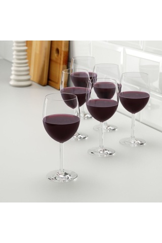 Kırmızı Şarap Kadehi, Cam, 30 Cl, 6 Adet Açık Mavi