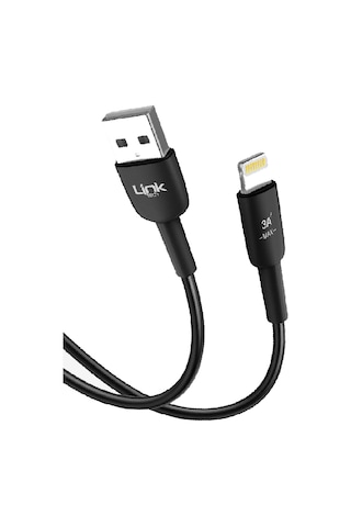 Linktech K601 Safe Usb - İph Lightning 3a Data Ve Şarj Kablosu 1mt Siyah -