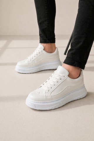 DMR Elegance Th Colleciton Jy507 Dara Bağcıklı Cilt Erkek Günlük Sneaker Ayakkabı Cbt Beyaz - 44