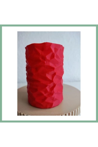 Bşkvirgo 3d Baskı Buruşuk Kağıt Görünümlü Kalemlik Modern Masaüstü Organizer Dokulu Kalem Tutucu 10 Cm - Kırmızı Bsk2026