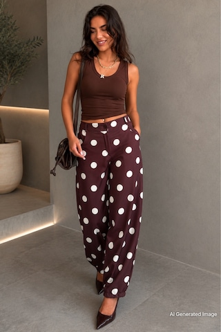 Madmext Kahverengi Puantiyeli Beli Lastikli Balon Kadın Pantolon Mg2886