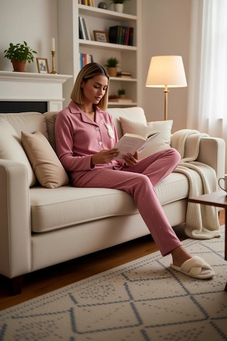 Benerly Kadın Gömlek Yaka Standart Kol Regular Kalıp Polar Pijama Takımı Gül kurusu
