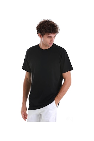 Hatemoğlu Siyah Regular Fit Düz Pamuklu Bisiklet Yaka Triko Tişört 35102024c015 002 Siyah