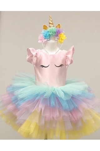 Unicorn Model Kız Çocuk Bebek Abiye Elbise Kostüm (369035771)
