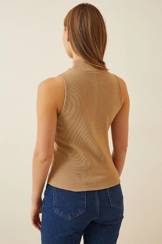 Barlashive Kadın Full Likralı Fitilli Kaşkorse Body - Camel Çok Renkli