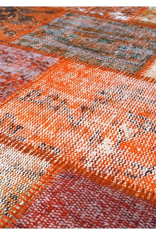 Modern Bohem Stil Vintage Halı Özel Tasarım Patchwork Koleksiyonu Turuncu