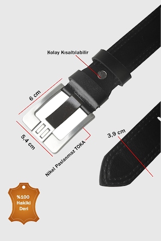 Rizzup Siyah %100 Hakiki Deri Erkek Kemer Kalın Dilli Kolay Kısaltılabilir Spor Kemer 2602685