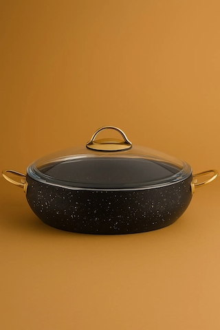 Yunusoğlu Home 28 Cm Basık Güveç Tencere 3.5 Litre, Gold Kulplu