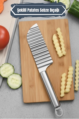 Şekilli Patates Bıçağı Sebze Meyve Zigzag Dilimleme Bıçağı Krom