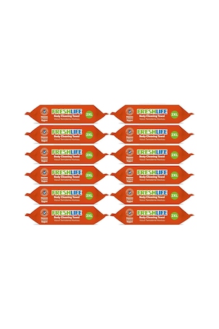 Freshlife Hasta Vücut Temizleme Islak Mendil Havlu 50 Yaprak XL 12'li Set