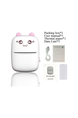 Pembe Taşınabilir Termal Yazıcı Mını Cat Baskı Kağıdı Fotoğraf Cep Termal Yazıcı 58mm Baskı Kablosuz Bluetooth Android Ios Uyumlu Yazıcılar