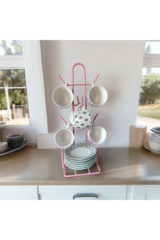 Fincan Askısı, Pembe Tabaklı Askılık , Masa Üstü, Tezgah Üstü