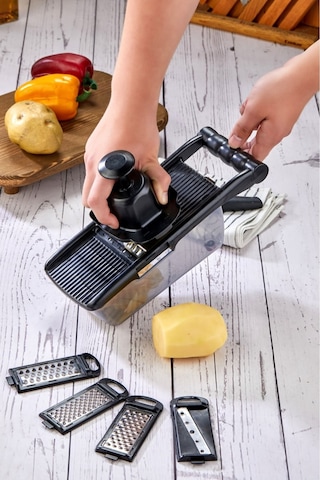 Cooker 5 Bıçaklı Hazneli Lüx Paslanmaz Çelik Rende Ckr3379-siyah Siyah