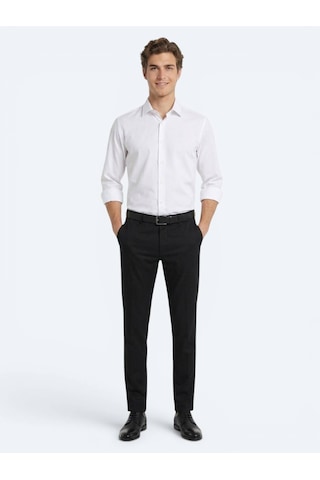 Kip Beyaz Düz Regular Fit Uzun Casual Gömlek