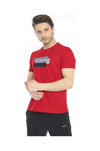 Escetic Erkek Spor Kırmızı Bisiklet Yaka Slim Fit T-Shirt-3358