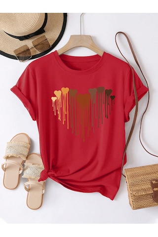 Eriyen Kalpler Baskılı Tasarım Tshirt Kırmızı