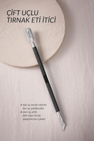 Avon Paslanmaz Çelik Çift Uçlu Tırnak Eti İtici Siyah