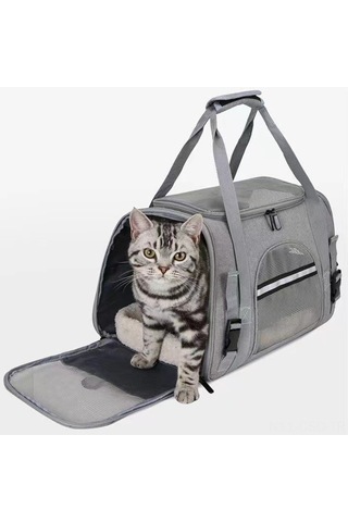 Samdoo Küçük Boy Gri Evcil Hayvan Taşıyıcı Çanta: Nefes Alıcı, Araç Uyumlu, Seyahat Ve Dışarı Çıkış İçin Köpek/kedi Çantası + Yumuşak Peluş Yastık