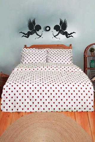 Kırmızı Kalpli Nevresim Takımı Tek Kişilik Sevgili