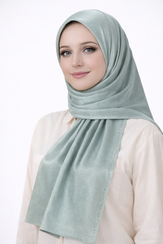 Mim Eşarp Mısırlı Eşarpları Taşlı Jan Jan Abiye Şal 75x190 Cm Yeşil