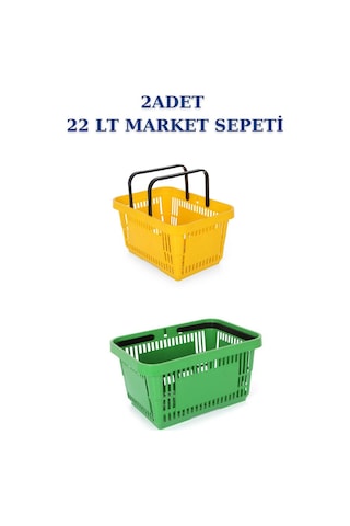 2 adet 22Litre Market ve Alışveriş Sepeti, Saplı Market Sepeti R