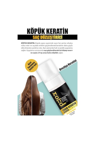 Motto Plus Professional Düzleştirici Köpük Keratin Botox Ve Tuzsuz Şampuan 2'li Saç Bakım Seti