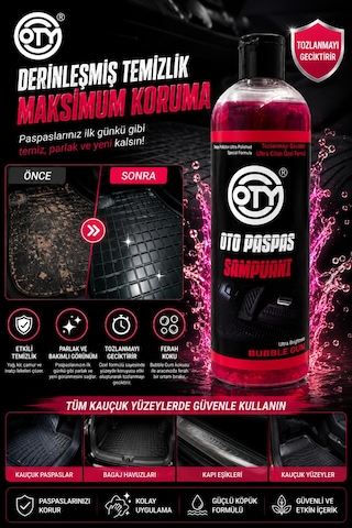 Oto Paspas Şampuanı 400 Ml Bubble Gum Kokulu Kauçuk Paspas Temizleyici, Parlatıcı Ve Bakım Şampuanı İng Versiyon