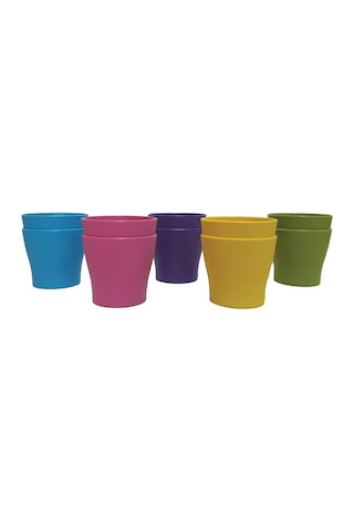 Poliwork 10 Lu Gardenya 5,5 Cm Plastik Renkli Kaktüs Saksısı (498547624)