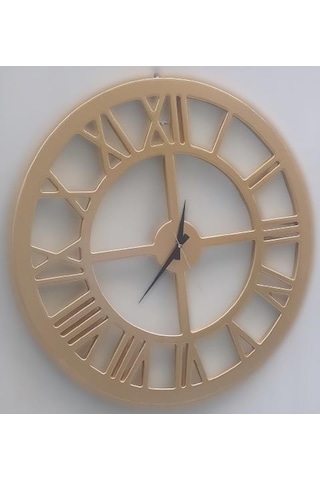 1448bng90272 Hobi Adn Dekoratif Duvar Saat Ahşap Mdf Cnc Kesim Parlak Gold Renk El Yapım Altın
