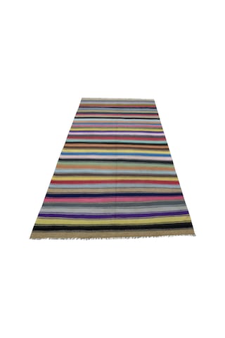 Kilim Antik El Dokuma Capcanlı Bukleli Pamuklu Kilimi 0157 - Yeni - Çok Renkli