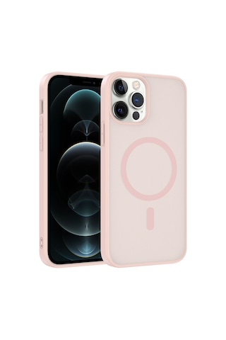 Zore Apple iPhone Uyumlu 12 Kılıf M-safe Şarj Özellikli Zore Babet Kapak - Pembe