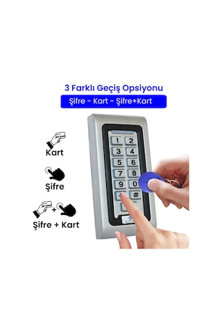 Sr-200 Mf Mifare Kartlı Ve Şifreli Geçiş Sistemi Metal Kasa Rfıd Kart Okuyucu 13.56 Mhz 5 Adet