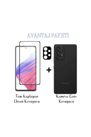 Samsung Galaxy A73 Tam Kaplayan Ekran Koruyucu Ve Kamera Lens Koruyucu