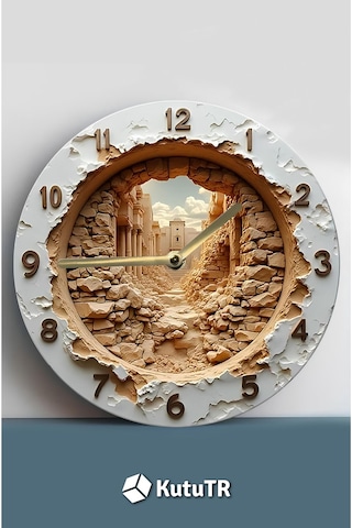 Sessiz Yuvarlak Ahşap Duvar Saati, Kuvars Hareketli 3d Görünümlü 2d Saat Sdw077 Renkli