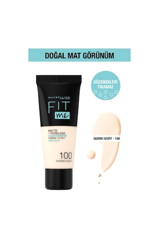 Maybelline New York Fit Me Matte Poreless Fondöten 100 Warm Ivory