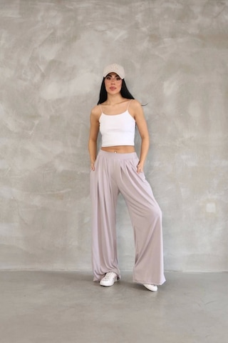 Reka Moda Osy Modal Yumuşak Dokulu Kumaş Boru Paça Salaş Eşofman - Bej Bej