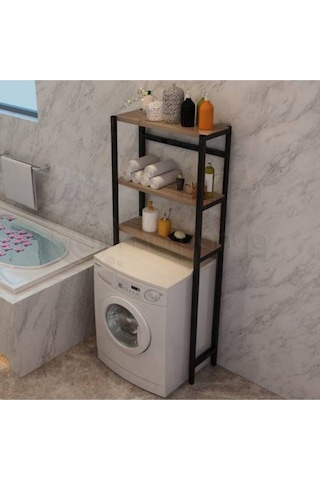Umutpark Umuthomedesing Metal Ahşap Banyo Raf. Kahverengi