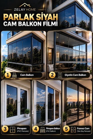 Zelayhome Seramikli Siyah Cam Balkon Filmi 100 CM X 3 M