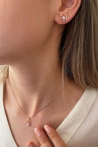 Zirkon Taşlı 925 Ayar Gümüş Rose Set - 67018002 Rose Gold