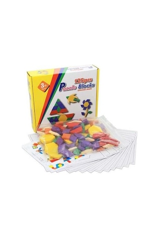 Sepetinegelsin 125 Parça Ahşap Eğitici Tangram Puzzle Blok Seti