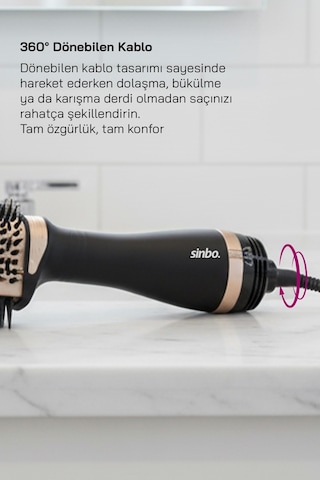 Sinbo Shd-1731 3 Ü 1 Arada Saç Şekillendirici 1200w, Seramik Fırça, Hızlı Şekillendirme