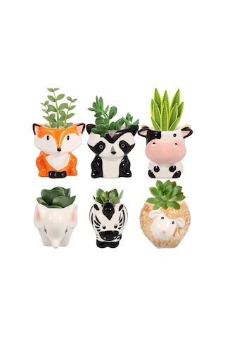 6 Adet Seramik Mini Ekici Sevimli Karikatür Hayvan Etli Tencere