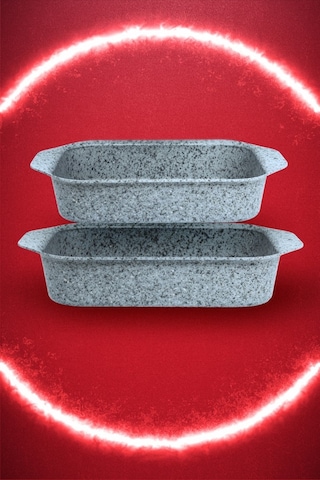 Brioni Stone-age Çizilmez Yanmaz Yapışmaz 2'li Fırın Tepsi Seti Gri